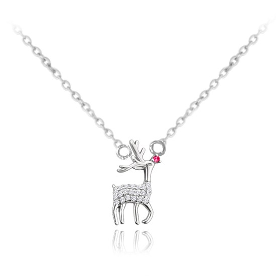 MINET Vánoční stříbrný 925/1000 náhrdelník REINDEER JMAS8044SN41