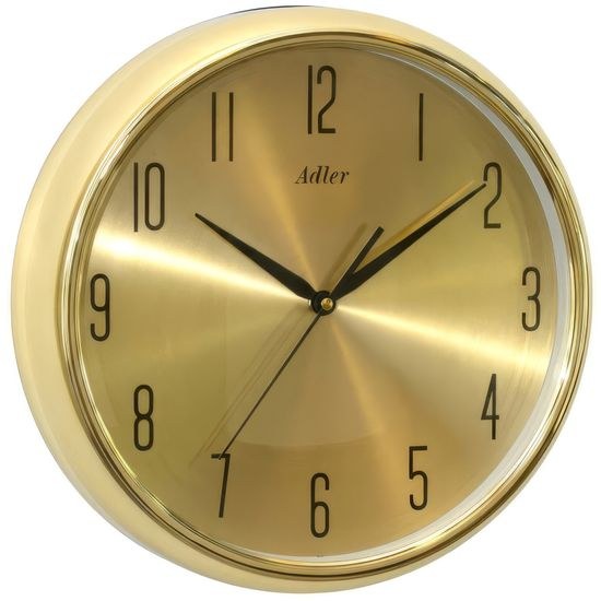 Adler 30285-gold - moderní hodiny s kovovým ciferníkem kryté zaobleným sklem
