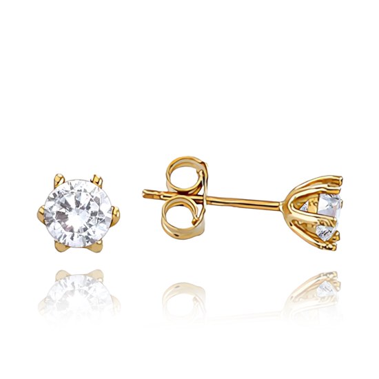 MINET Zlaté náušnice s bílými zirkony Au 585/1000 1,25g