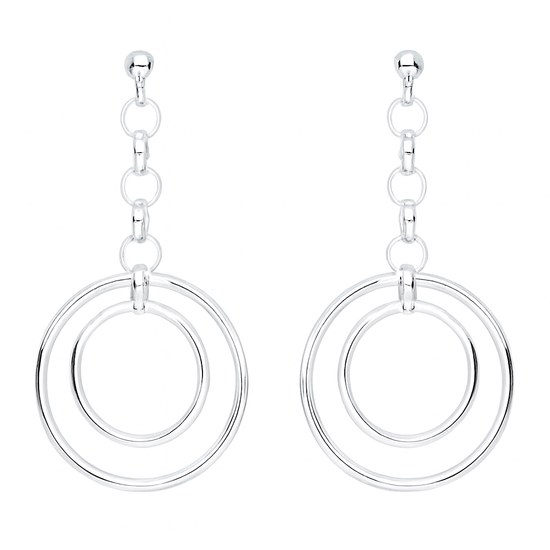Stříbrné visací náušnice s kroužky na šroubek