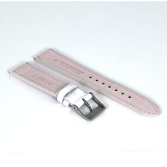 MINET Bílý prošitý řemínek SLIM z luxusní kůže Top Grain - 18