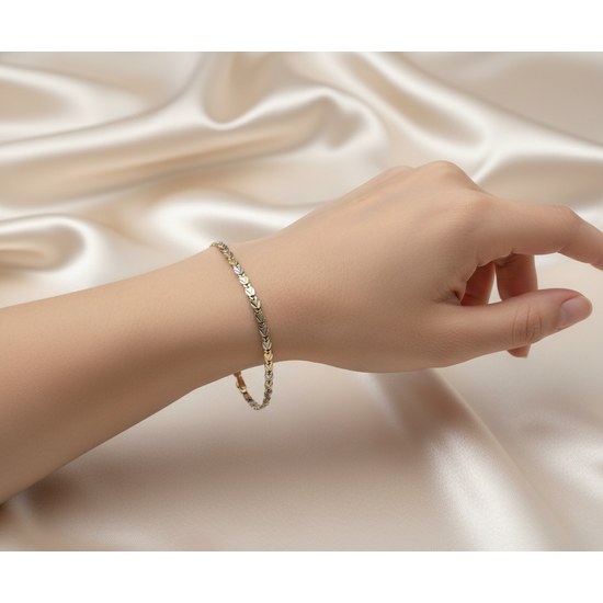 Zlatý 585/1000 náramek vícebarevný žiletkový 1088