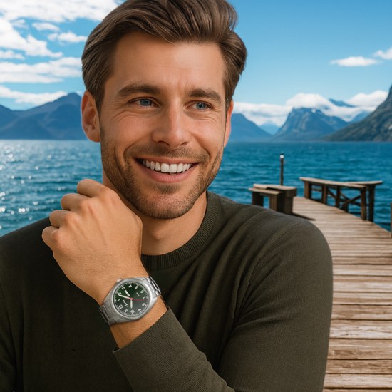 LAVVU Ocelové pánské hodinky FOSEN Green LWM0312