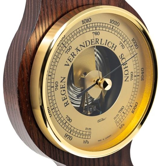 Barometr s teplměrem a vlhkoměrem na dřevěné podložce 6699-22