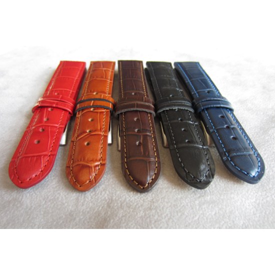 Tmavě hnědý prošitý řemínek LAVVU CROCO z luxusní kuže Top Grain LSIUC18