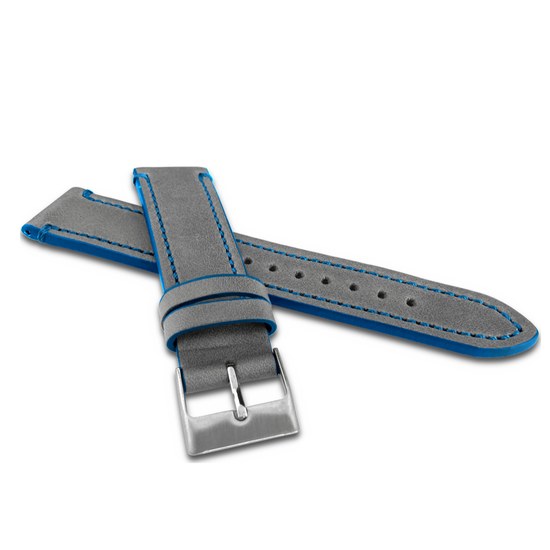 Šedý modře prošitý řemínek LAVVU TAILOR z luxusní kůže Top Grain - 22