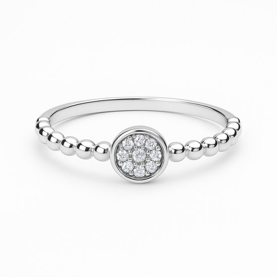 Zlatý prsten z bílého zlata se zirkony