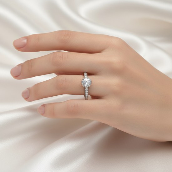 Zlatý prsten z bílého zlata se zirkony