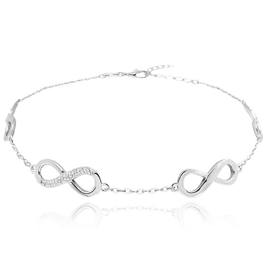 MINET Stříbrný náramek NEKONEČNO se zirkony