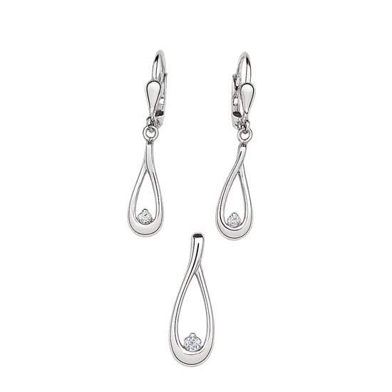 Stříbrná visací souprava se zirkony