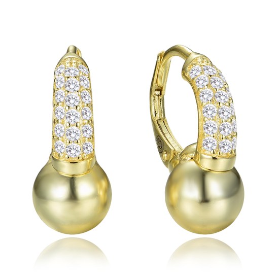 MINET Elegantní pozlacené stříbrné náušnice se zirkony