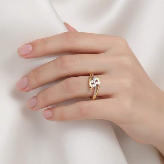 Zlatý 585/1000 prsten s kameny NF280