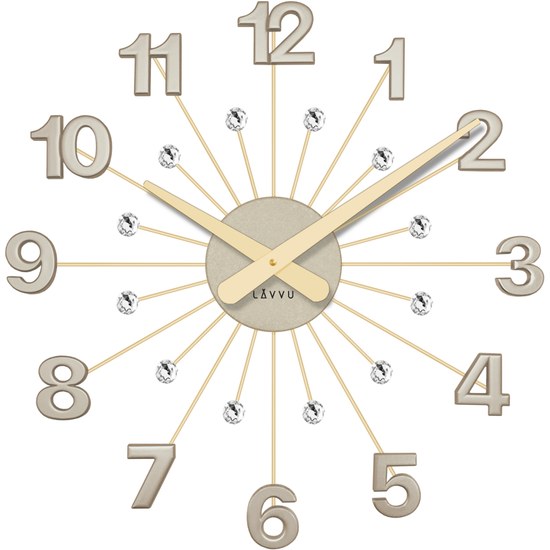 LAVVU Stříbrno-zlaté hodiny s kameny Nuance vyrobené v Čechách ⌀49cm