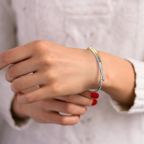 MINET Zlatý náramek v kombinaci bílého a žlutého zlata Au 585/1000 7,65g