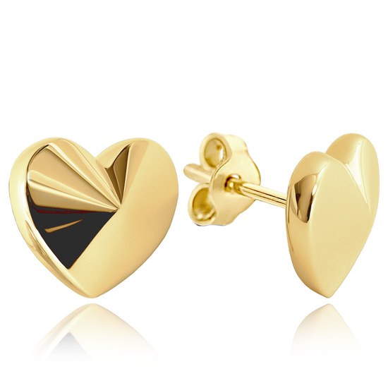 MINET Decentní zlaté náušnice s motivem srdcí Au 585/1000 1,70g