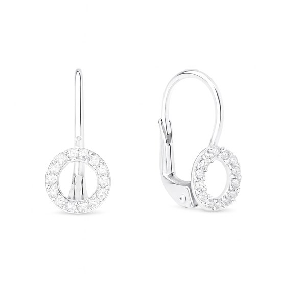 Zlaté 585/1000 náušnice z bílého zlata se zirkony TU-3079