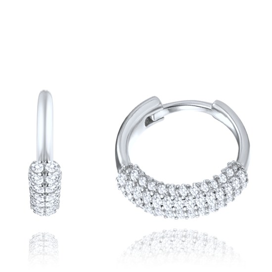 MINET Luxusní stříbrné náušnice s bílými zirkony