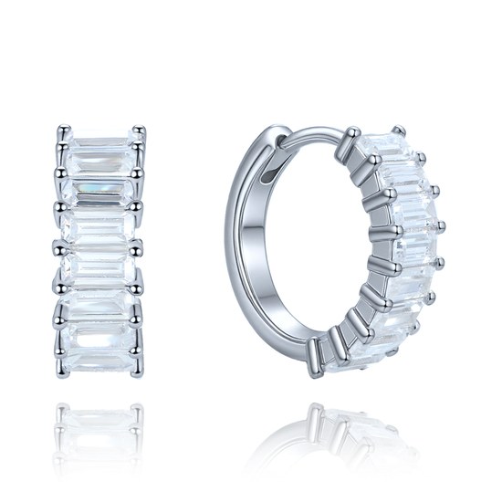 MINET Luxusní stříbrné náušnice s bílými zirkony