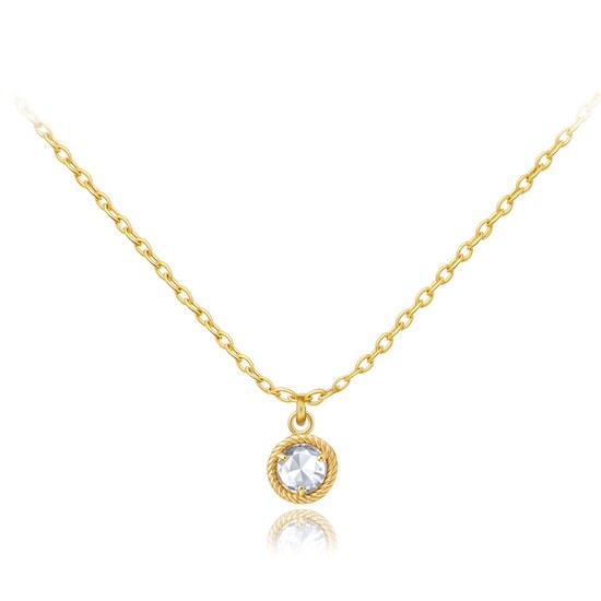 MINET Decentní zlatý náhrdelník s bílým zirkonem Au 585/1000 1,60g