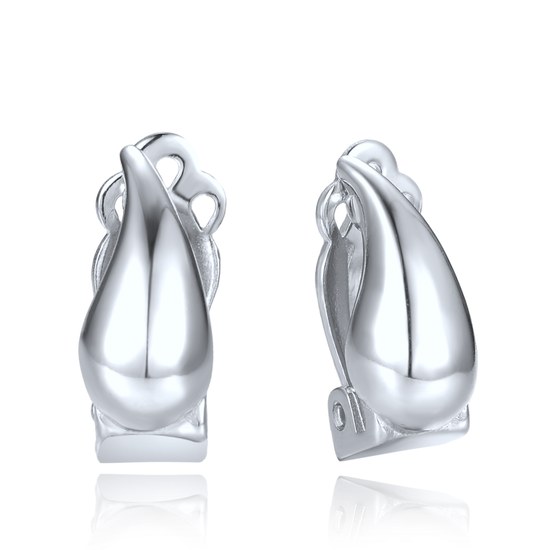 MINET Moderní stříbrné náušnice kapky na klipsy pro uši bez dírek