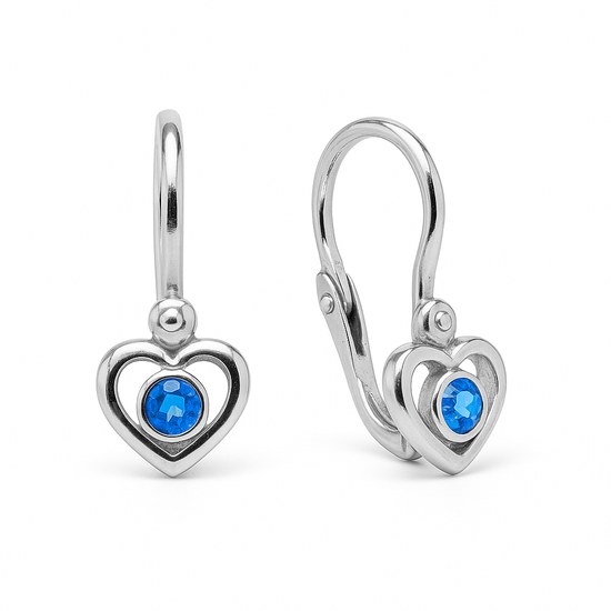 Zlaté 585/1000 dětské náušnice z bílého zlata s kamenem