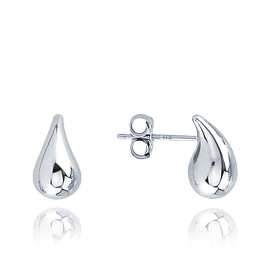 MINET Moderní zlaté náušnice kapky z bílého zlata Au 585/1000 1,10g