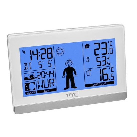 Domácí meteostanice s předpovědí počasí a postavičkou TFA 35.1159.02 WEATHER BOY - bílá