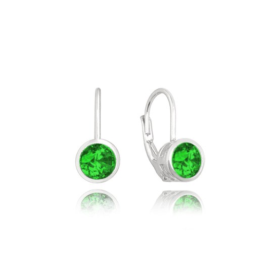 MINET Decentní stříbrné náušnice se zelenými zirkony