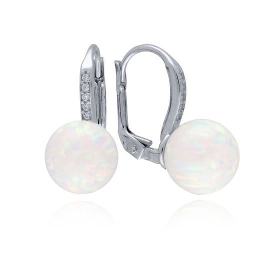 MOISS náušnice z bílého zlata OPÁL