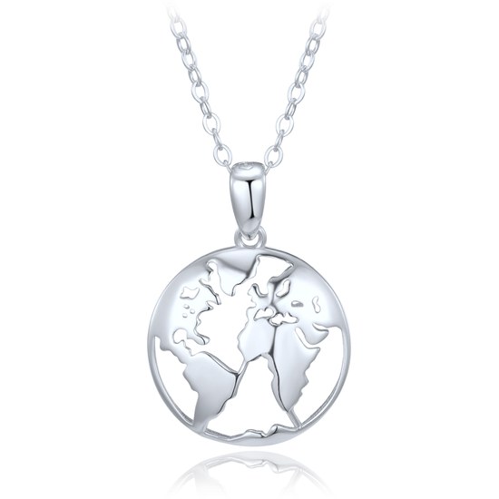 MINET Cestovatelský stříbrný náhrdelník zeměkoule