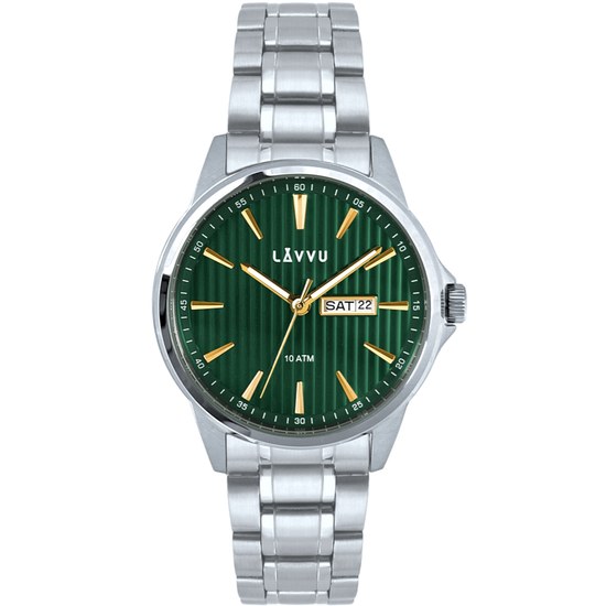 LAVVU Stylové pánské hodinky TRONES Green & Gold 100M