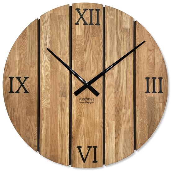 Flexistyle z246 - extra velké 80 cm nástěnné hodiny z přírodního dubu