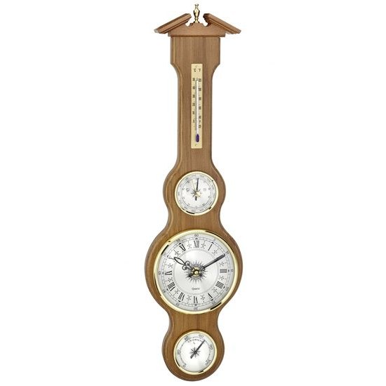 Meteostanice kaplička TFA 45.3004.01 - dub rustikal s teploměrem, vlhkoměrem, barometrem a hodinami