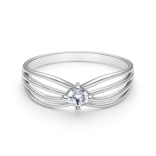 Zlatý prsten z bílého zlata se zirkonem