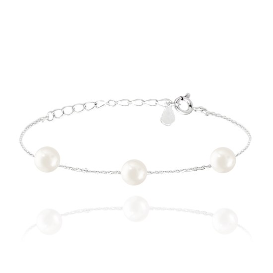 MINET Stříbrný náramek s přírodními perlami
