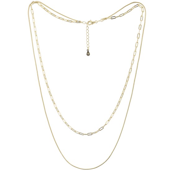 MINET Elegantní pozlacený dvojitý stříbrný náhrdelník