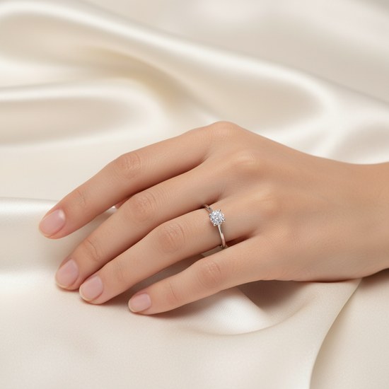 Zlatý 585/1000 prsten z bílého zlata s briliantem 0199 0,071ct