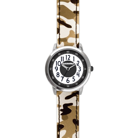 CLOCKODILE Svítící hnědé chlapecké dětské hodinky ARMY s maskáčovým vzorem