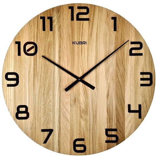 KUBRi 0127b - velké dubové hodiny české výroby o průměru 60 cm