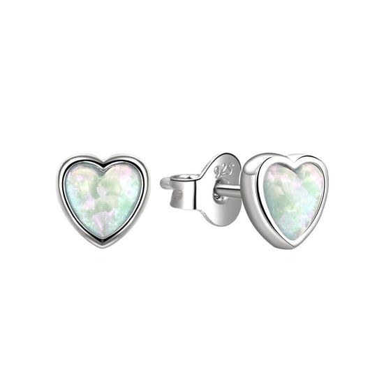 Stříbrné náušnice srdíčka s opálem
