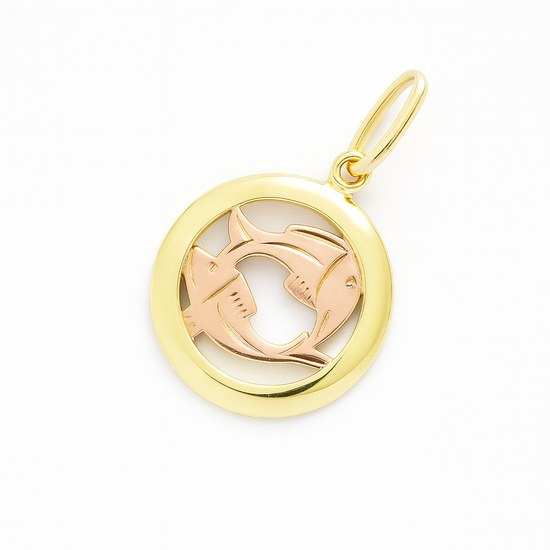 Zlatý přívěsek ze žlutého a červeného zlata zvěrokruh Ryby