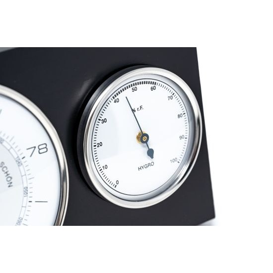 Barometr s teplměrem a vlhkoměrem na dřevěné podložce 9103S-06