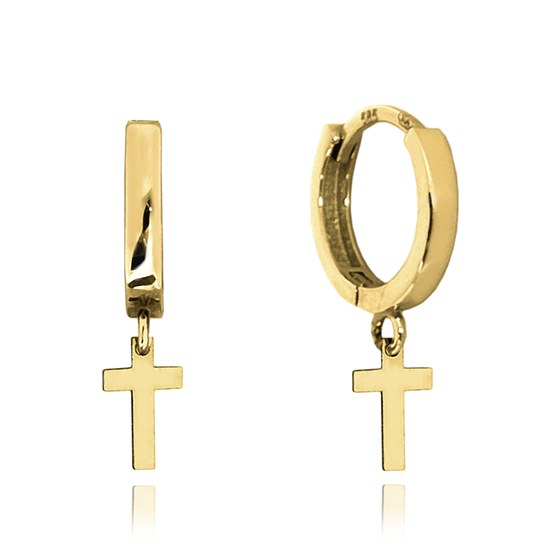 MINET Elegantní zlaté náušnice křížky Au 585/1000 1,20g