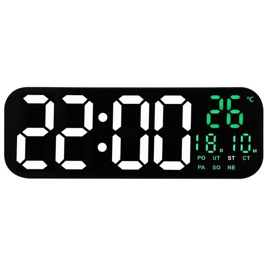 JVD DH9016.3 - Velké stále svítící hodiny s dálkovým ovladačem a dnem v týdnu v češtině