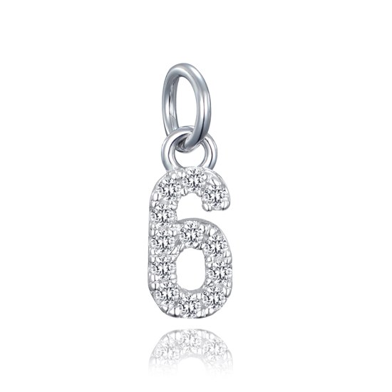 MINET Stříbrný přívěs číslice "6" vykládaný zirkony
