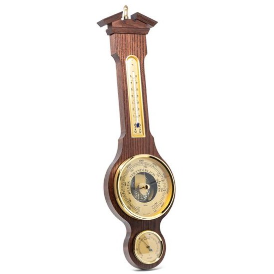 Barometr s teplměrem a vlhkoměrem na dřevěné podložce 6699-22