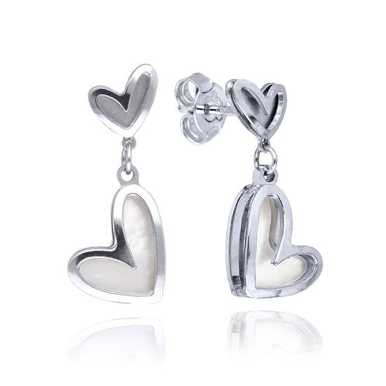 MOISS náušnice z bílého zlata SRDCE
