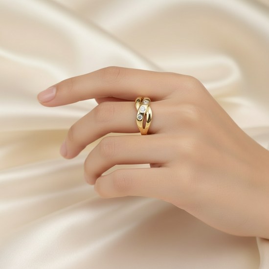 Zlatý 585/1000 prsten se zirkony TU-5003