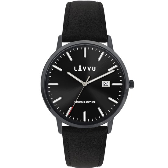 LAVVU Černé pánské hodinky Copenhagen Titanium Black