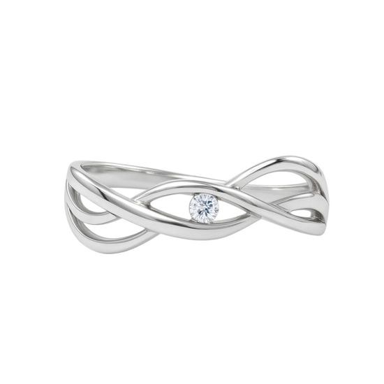 Zlatý 585/1000 prsten z bílého zlata proplétaný se zirkonem 5009BK